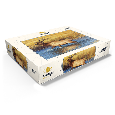 Bull Elk Crossing River in Autumn 1000 Jigsaw Puzzle box view1