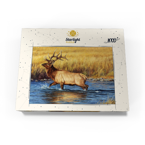 Bull Elk Crossing River in Autumn 1000 Jigsaw Puzzle box view3
