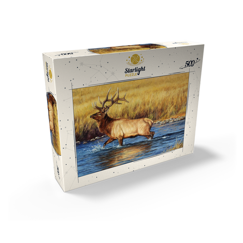 Bull Elk Crossing River in Autumn 500 Jigsaw Puzzle box view2
