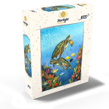 Vibrant Sea Turtles in Coral Reef Watercolor 1000 Jigsaw Puzzle box view2