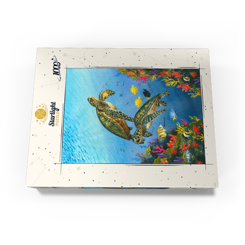 Vibrant Sea Turtles in Coral Reef Watercolor 1000 Jigsaw Puzzle box view3