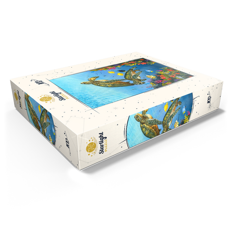 Vibrant Sea Turtles in Coral Reef Watercolor 100 Jigsaw Puzzle box view1