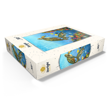 Vibrant Sea Turtles in Coral Reef Watercolor 500 Jigsaw Puzzle box view1