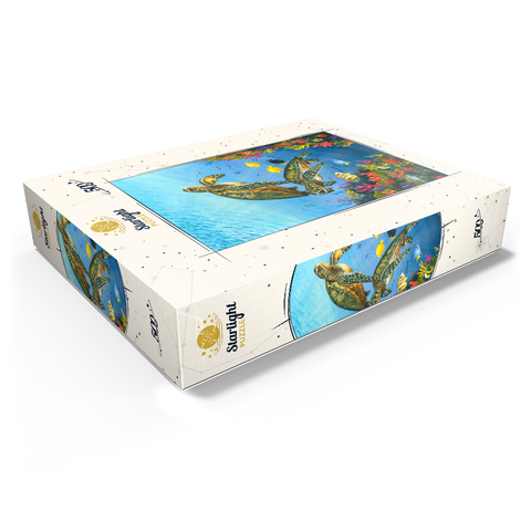 Vibrant Sea Turtles in Coral Reef Watercolor 500 Jigsaw Puzzle box view1