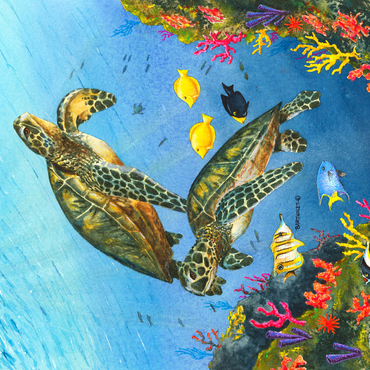 Vibrant Sea Turtles in Coral Reef Watercolor 500 Jigsaw Puzzle 3D Modell