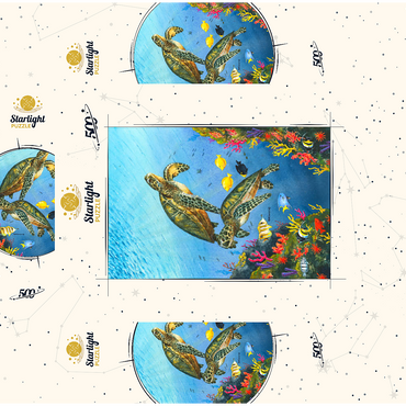Vibrant Sea Turtles in Coral Reef Watercolor 500 Jigsaw Puzzle box 3D Modell