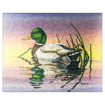 puzzleplate Mallard Duck at Sunset Reflection 100 Jigsaw Puzzle
