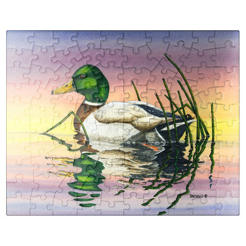 puzzleplate Mallard Duck at Sunset Reflection 100 Jigsaw Puzzle