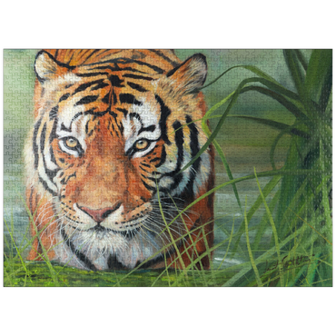 puzzleplate Tiger Stalking Through Lush Wetlands 1000 Jigsaw Puzzle