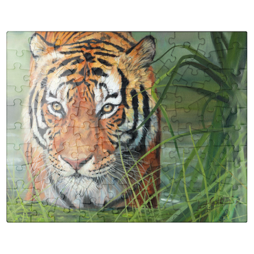puzzleplate Tiger Stalking Through Lush Wetlands 100 Jigsaw Puzzle