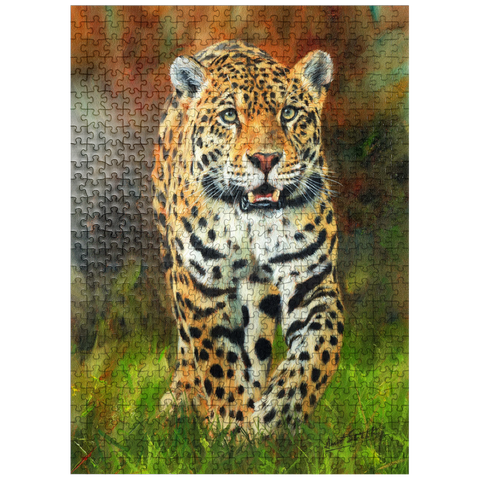 puzzleplate Leopard Stepping Through Lush Grass 500 Jigsaw Puzzle