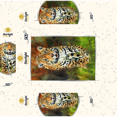 Leopard Stepping Through Lush Grass 500 Jigsaw Puzzle box 3D Modell