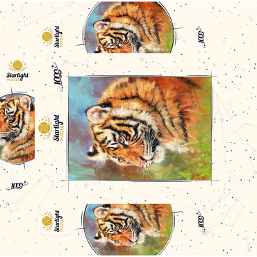 Portrait of a Tiger in Vibrant Colors 1000 Jigsaw Puzzle box 3D Modell