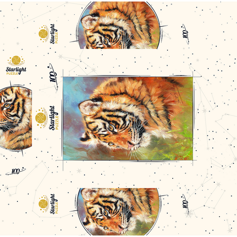 Portrait of a Tiger in Vibrant Colors 100 Jigsaw Puzzle box 3D Modell