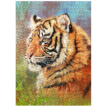 puzzleplate Portrait of a Tiger in Vibrant Colors 500 Jigsaw Puzzle