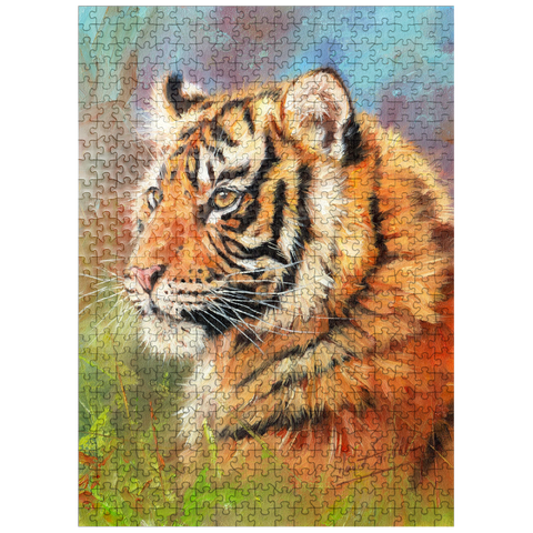 puzzleplate Portrait of a Tiger in Vibrant Colors 500 Jigsaw Puzzle