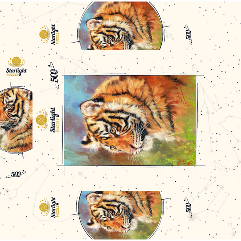 Portrait of a Tiger in Vibrant Colors 500 Jigsaw Puzzle box 3D Modell