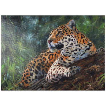 puzzleplate Leopard Resting on Forest Log 1000 Jigsaw Puzzle