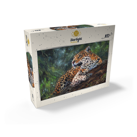 Leopard Resting on Forest Log 100 Jigsaw Puzzle box view2