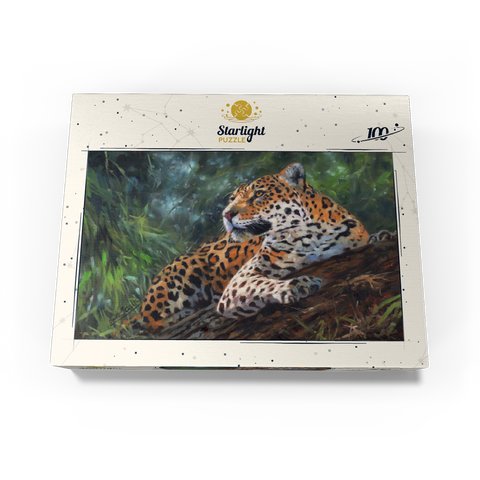 Leopard Resting on Forest Log 100 Jigsaw Puzzle box view3