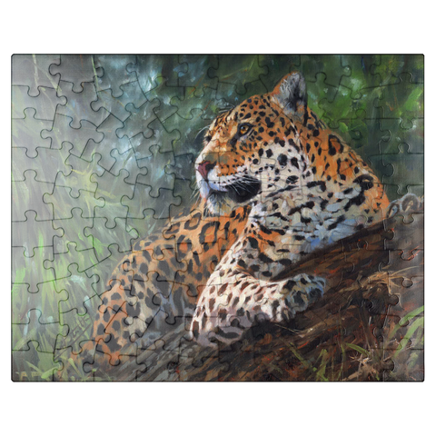puzzleplate Leopard Resting on Forest Log 100 Jigsaw Puzzle