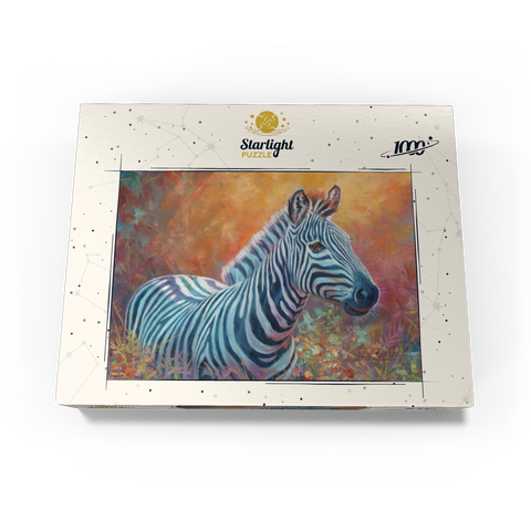 Vibrant Zebra Portrait in Abstract Art 1000 Jigsaw Puzzle box view3