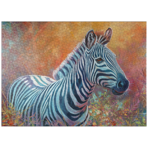puzzleplate Vibrant Zebra Portrait in Abstract Art 1000 Jigsaw Puzzle