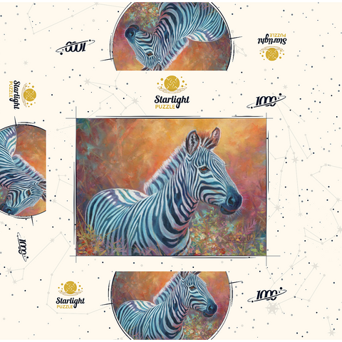 Vibrant Zebra Portrait in Abstract Art 1000 Jigsaw Puzzle box 3D Modell