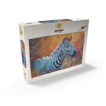 Vibrant Zebra Portrait in Abstract Art 100 Jigsaw Puzzle box view2