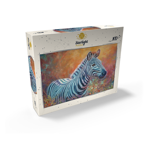 Vibrant Zebra Portrait in Abstract Art 100 Jigsaw Puzzle box view2