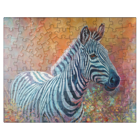 puzzleplate Vibrant Zebra Portrait in Abstract Art 100 Jigsaw Puzzle