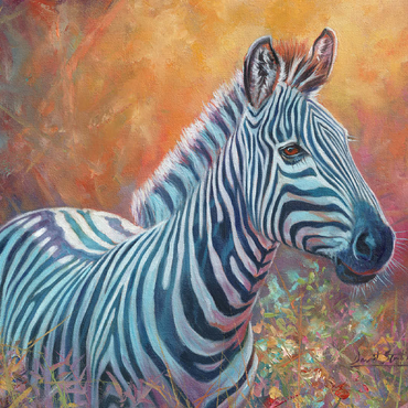 Vibrant Zebra Portrait in Abstract Art 100 Jigsaw Puzzle 3D Modell