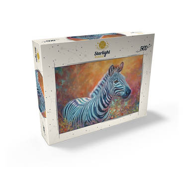 Vibrant Zebra Portrait in Abstract Art 500 Jigsaw Puzzle box view2