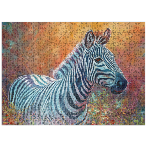 puzzleplate Vibrant Zebra Portrait in Abstract Art 500 Jigsaw Puzzle