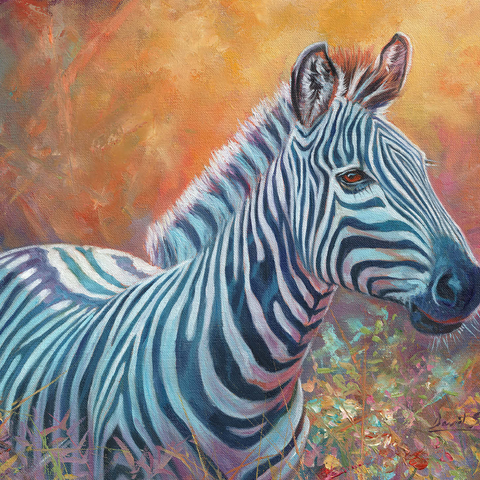 Vibrant Zebra Portrait in Abstract Art 500 Jigsaw Puzzle 3D Modell