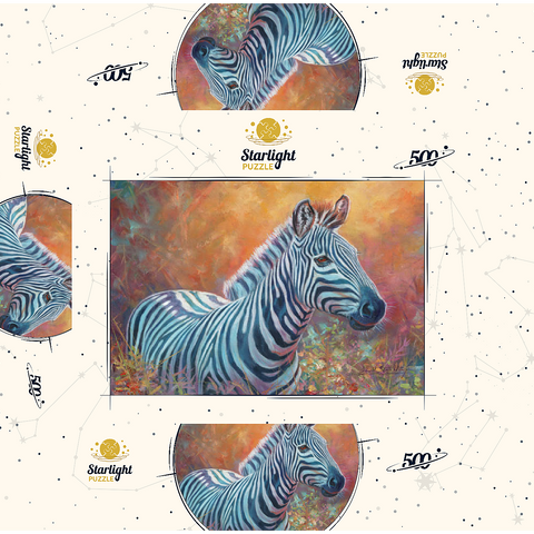 Vibrant Zebra Portrait in Abstract Art 500 Jigsaw Puzzle box 3D Modell