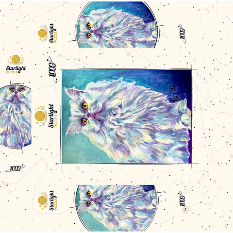 Colorful Persian Cat with Golden Eyes 1000 Jigsaw Puzzle box 3D Modell