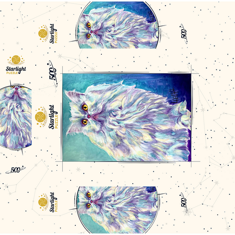 Colorful Persian Cat with Golden Eyes 500 Jigsaw Puzzle box 3D Modell