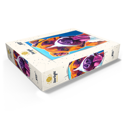 Colorful Portrait of Smiling Pit Bull 1000 Jigsaw Puzzle box view1