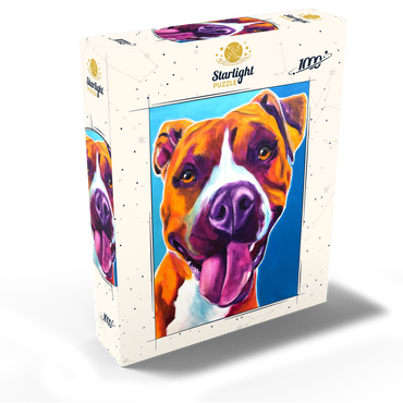 Colorful Portrait of Smiling Pit Bull 1000 Jigsaw Puzzle box view2