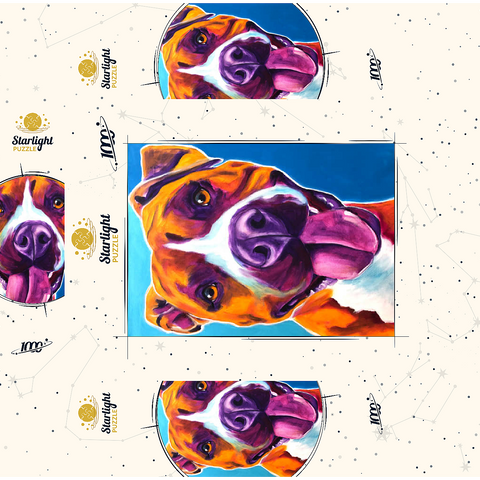 Colorful Portrait of Smiling Pit Bull 1000 Jigsaw Puzzle box 3D Modell