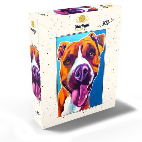 Colorful Portrait of Smiling Pit Bull 100 Jigsaw Puzzle box view2
