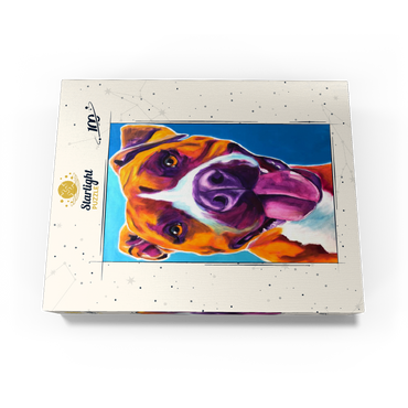 Colorful Portrait of Smiling Pit Bull 100 Jigsaw Puzzle box view3