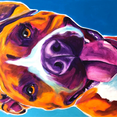 Colorful Portrait of Smiling Pit Bull 100 Jigsaw Puzzle 3D Modell