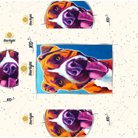 Colorful Portrait of Smiling Pit Bull 100 Jigsaw Puzzle box 3D Modell