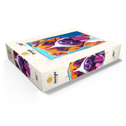 Colorful Portrait of Smiling Pit Bull 500 Jigsaw Puzzle box view1