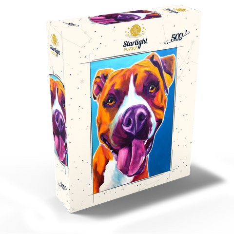 Colorful Portrait of Smiling Pit Bull 500 Jigsaw Puzzle box view2