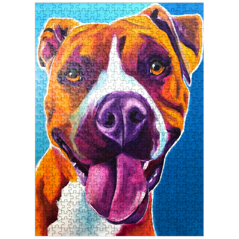 puzzleplate Colorful Portrait of Smiling Pit Bull 500 Jigsaw Puzzle