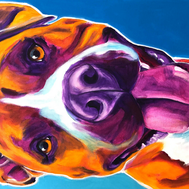 Colorful Portrait of Smiling Pit Bull 500 Jigsaw Puzzle 3D Modell