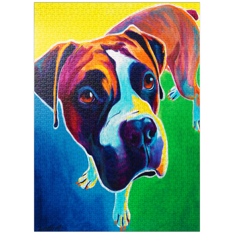 puzzleplate Colorful Boxer Dog Portrait in Bold Pop Art Style 1000 Jigsaw Puzzle
